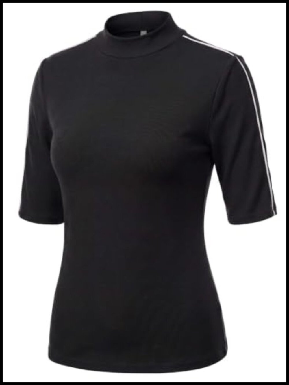 Mock Turtleneck Short Sleeve T-Shirt Slim Fit Business Casual Top